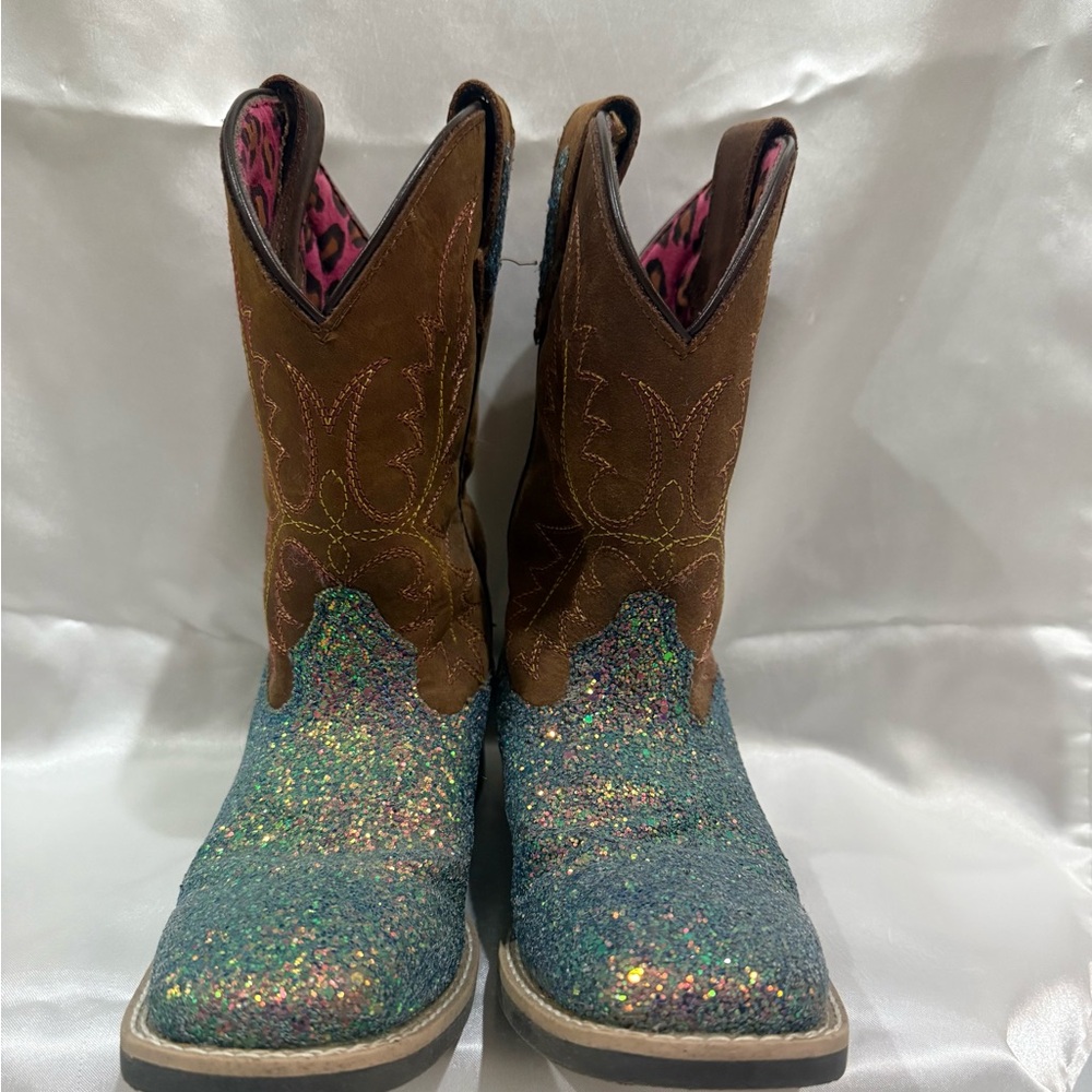 Shyanne Kids Glittery Blue and Brown Boots